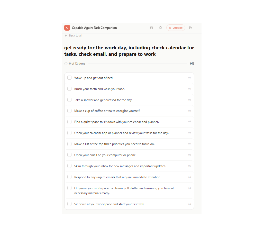 Task Breakdown List View